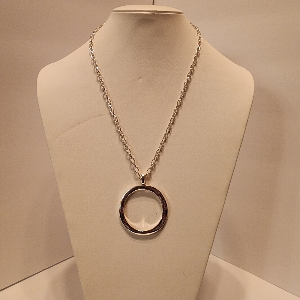 New York & Company Silver Wavy Ring Necklace